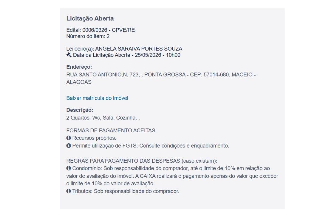 Imóvel em leilão