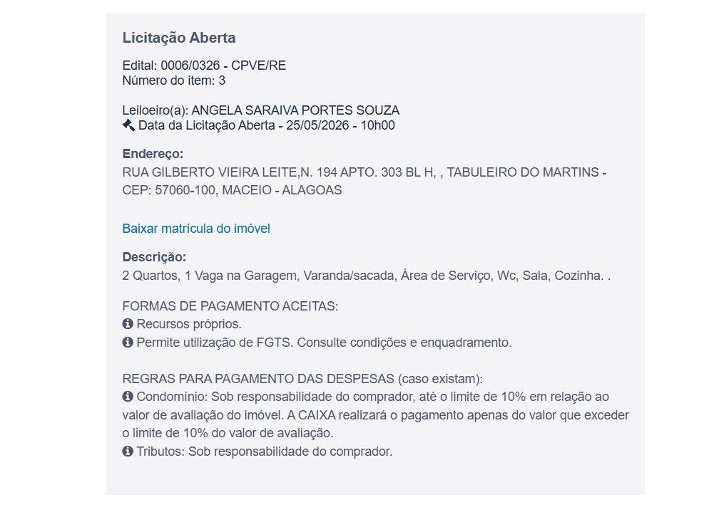 Imóvel em leilão
