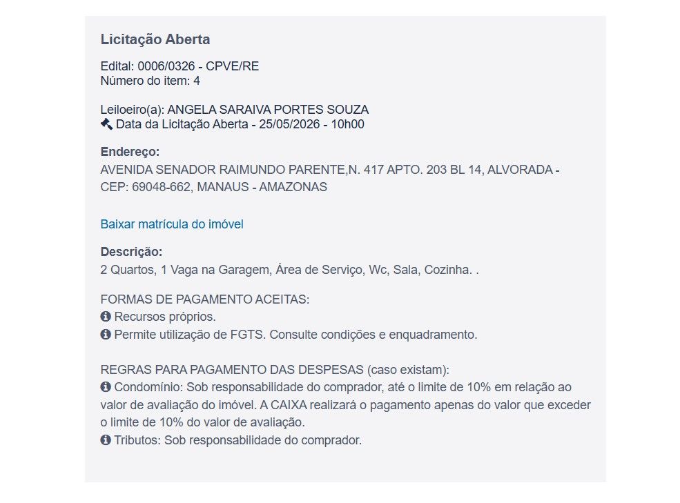Imóvel em leilão