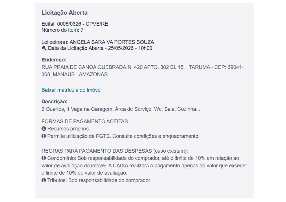 Imóvel em leilão
