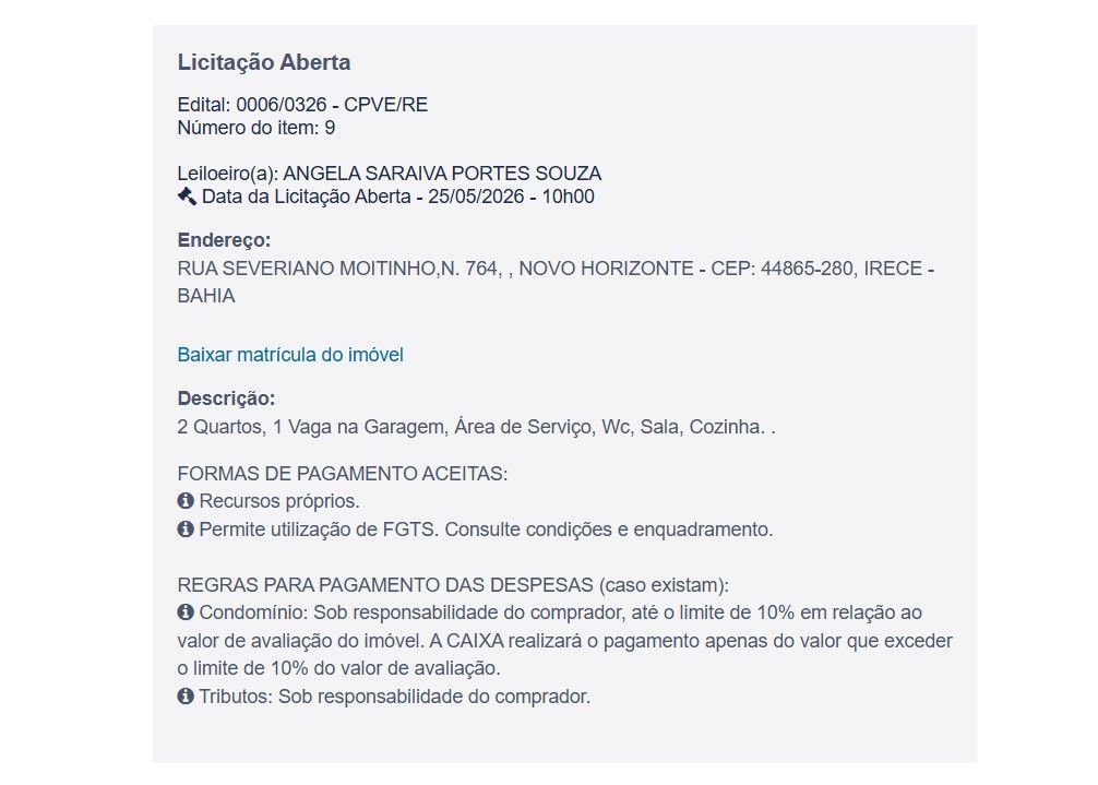 Imóvel em leilão