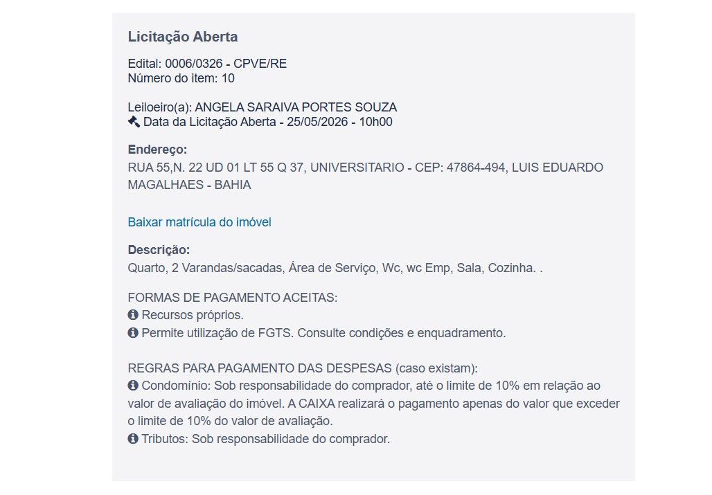 Imóvel em leilão