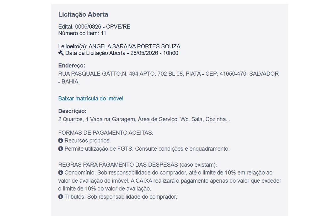 Imóvel em leilão