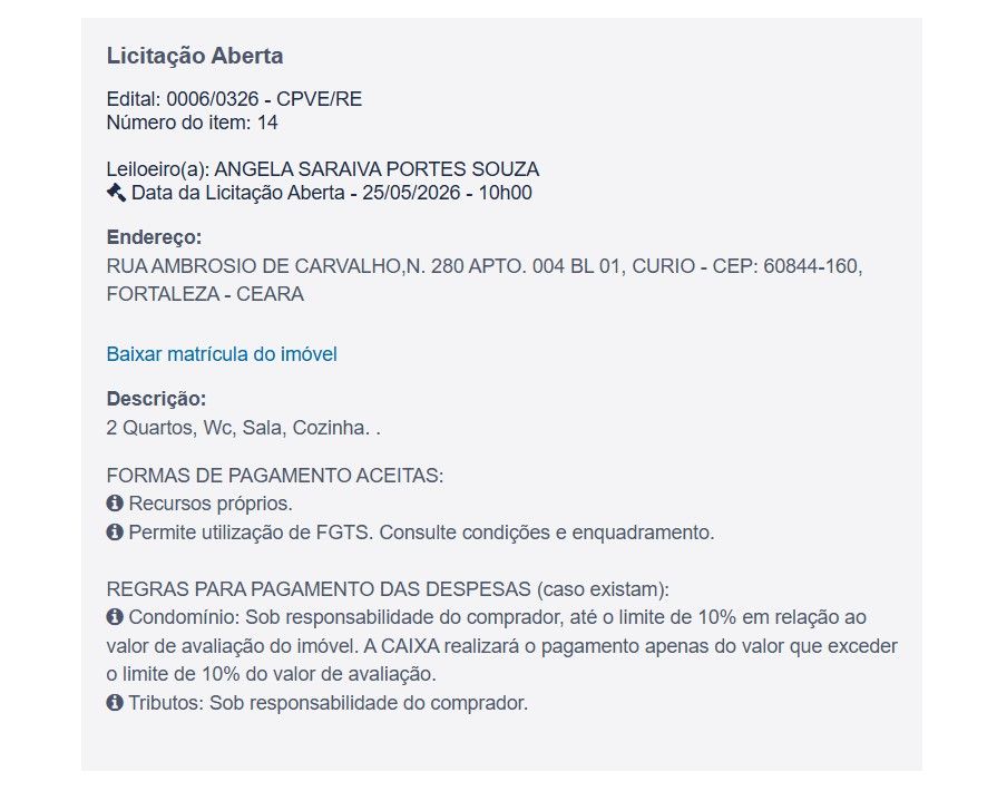 Imóvel em leilão