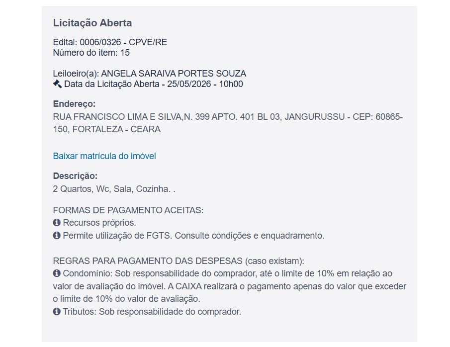 Imóvel em leilão