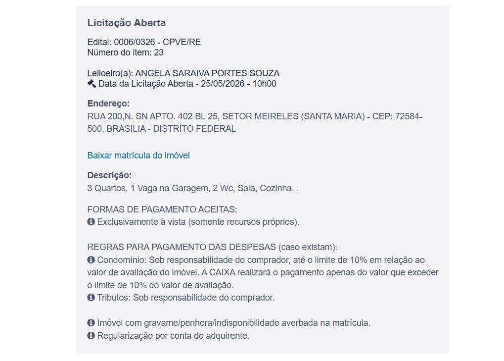 Imóvel em leilão