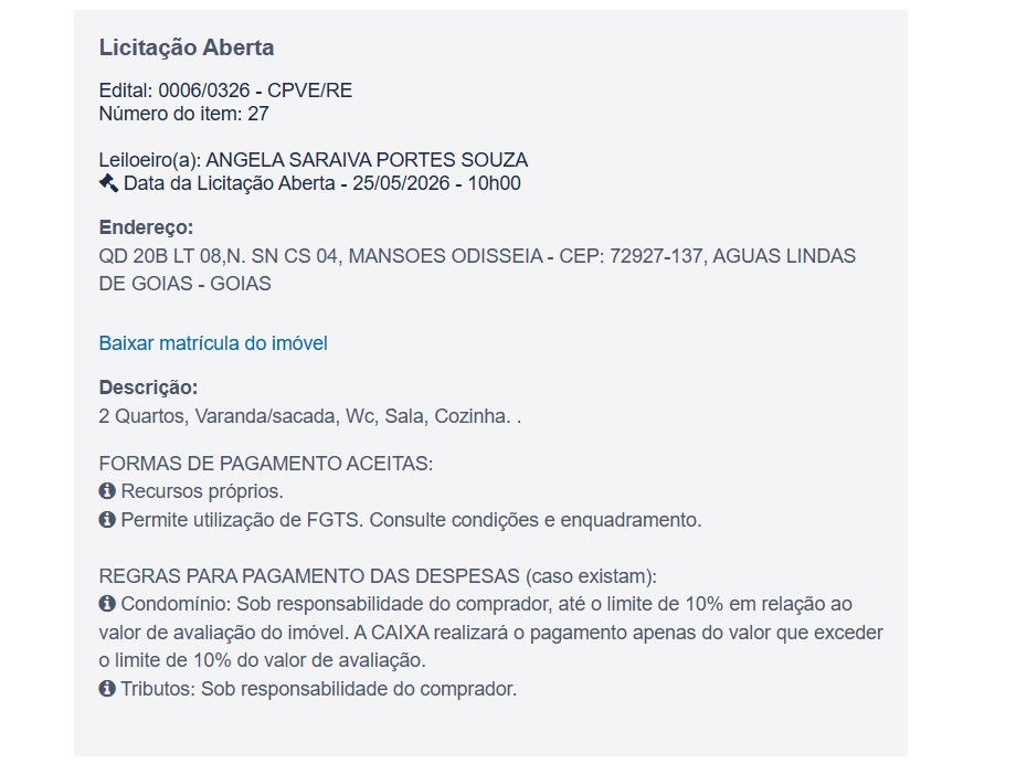 Imóvel em leilão