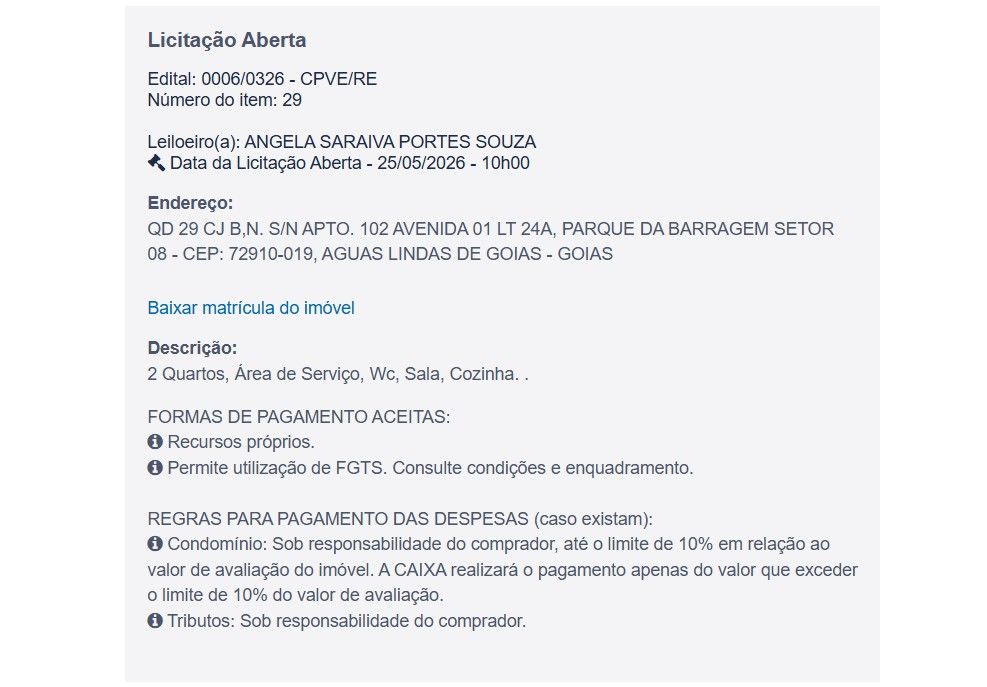 Imóvel em leilão