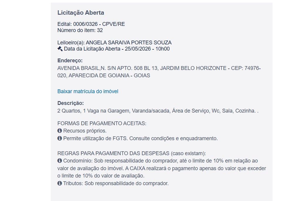 Imóvel em leilão