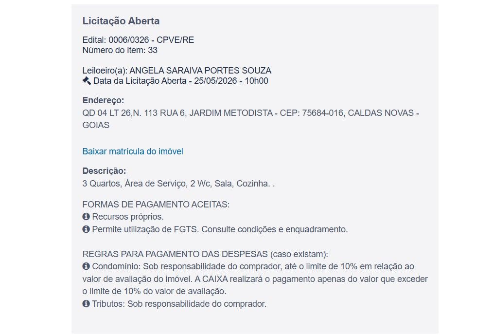 Imóvel em leilão