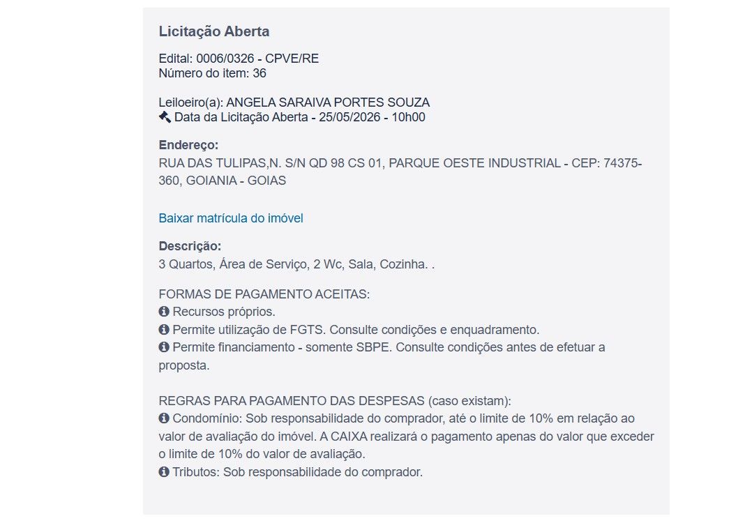Imóvel em leilão