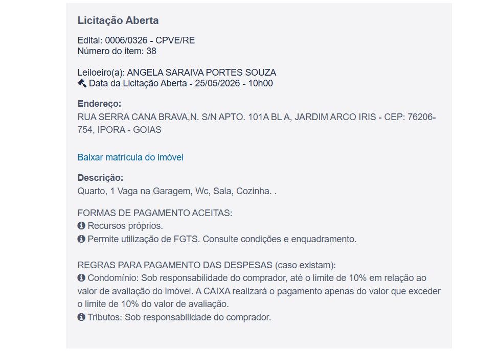 Imóvel em leilão