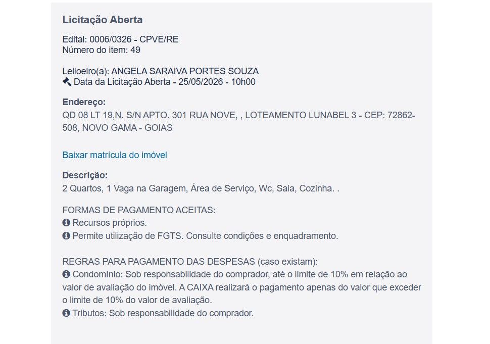 Imóvel em leilão