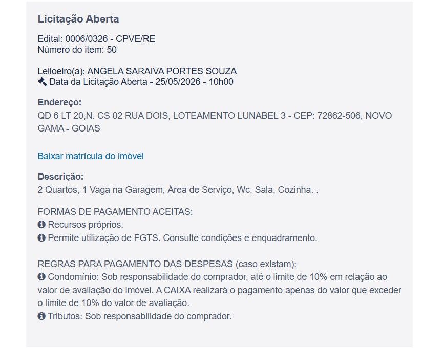 Imóvel em leilão