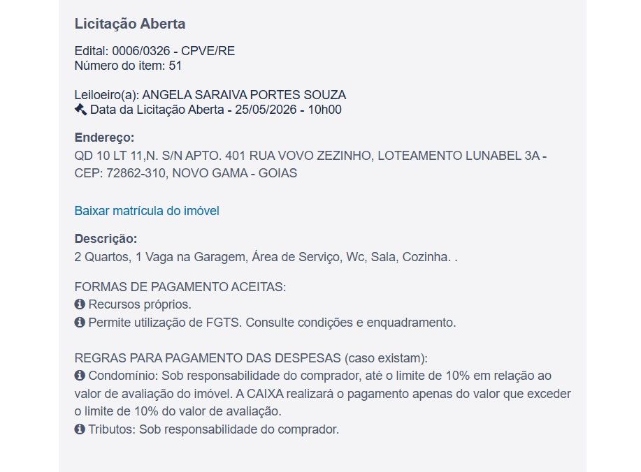 Imóvel em leilão