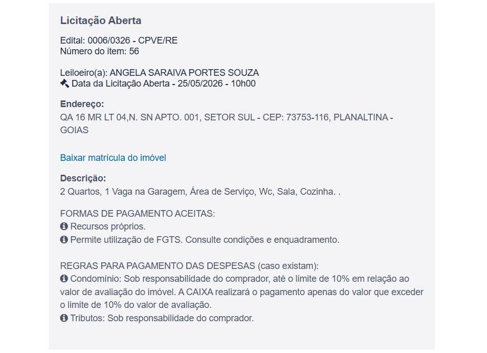 Imóvel em leilão