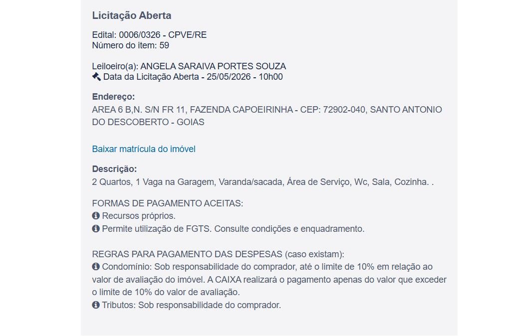 Imóvel em leilão
