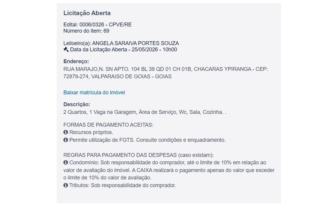 Imóvel em leilão