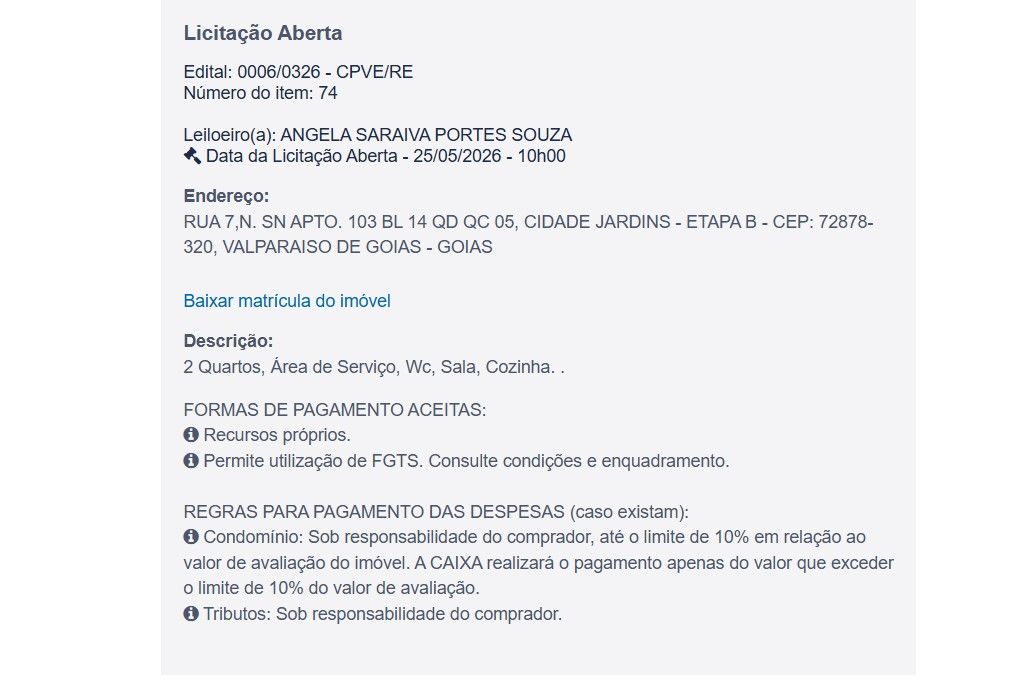 Imóvel em leilão