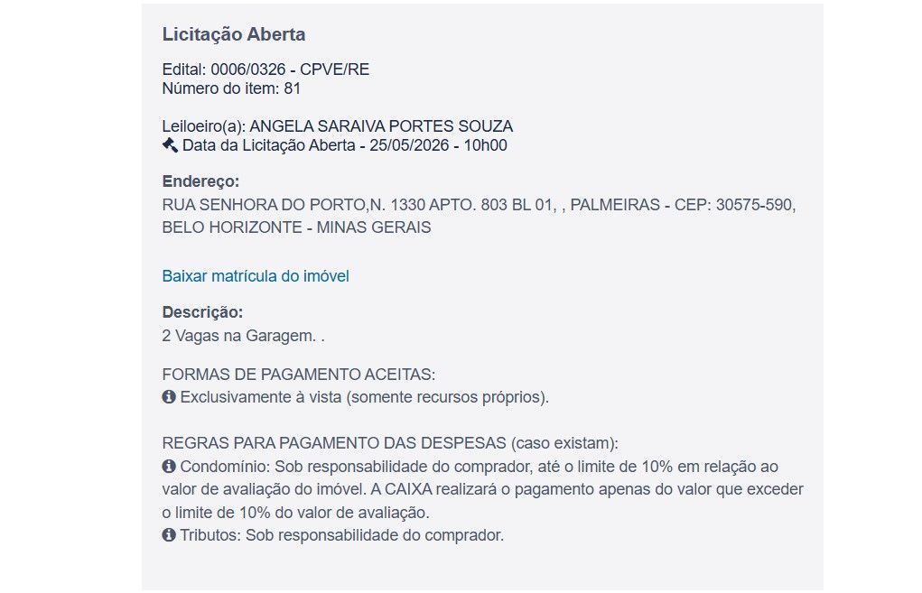 Imóvel em leilão
