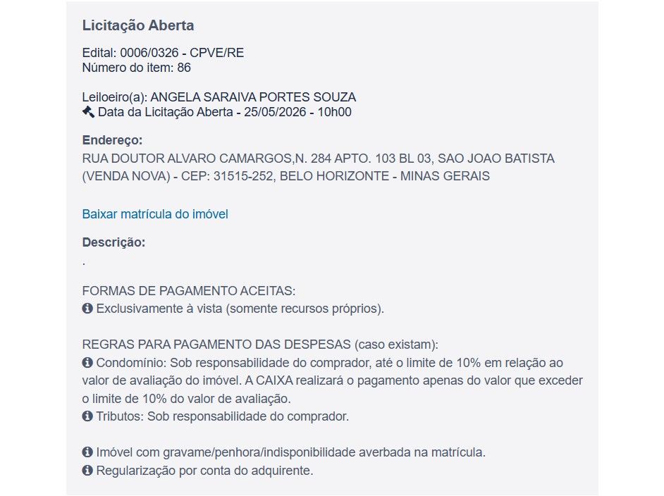 Imóvel em leilão