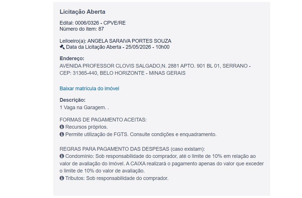 Imóvel em leilão
