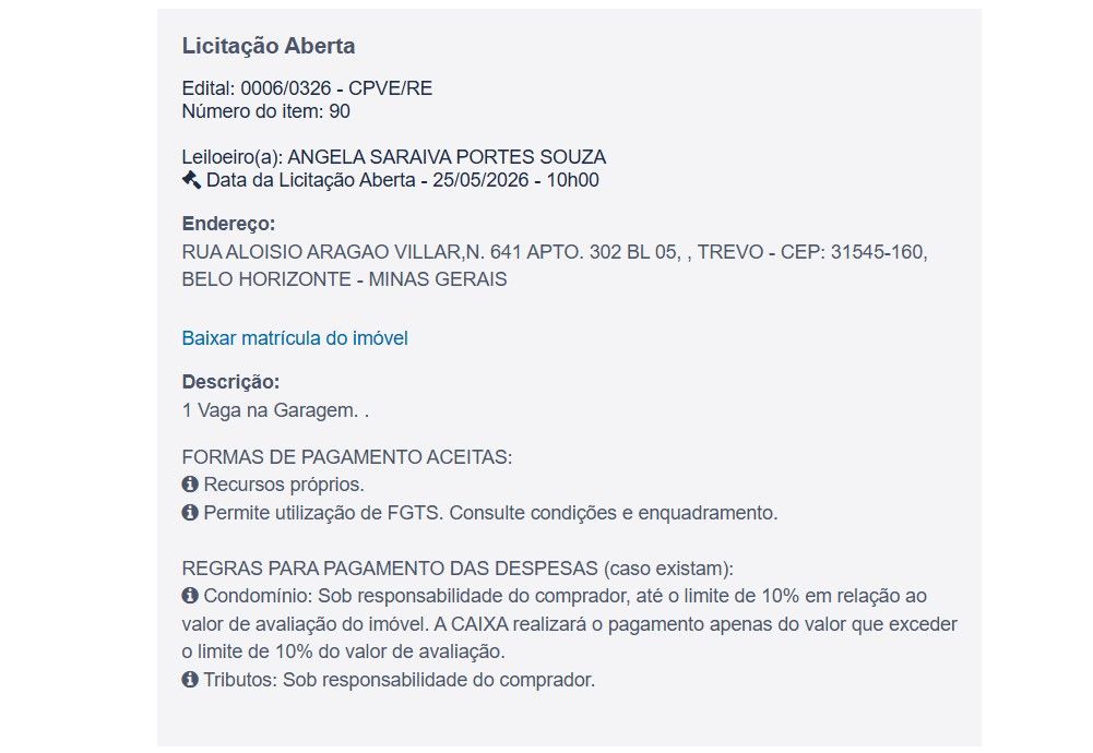 Imóvel em leilão