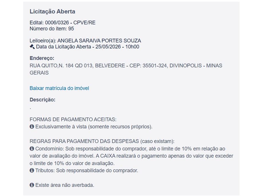Imóvel em leilão