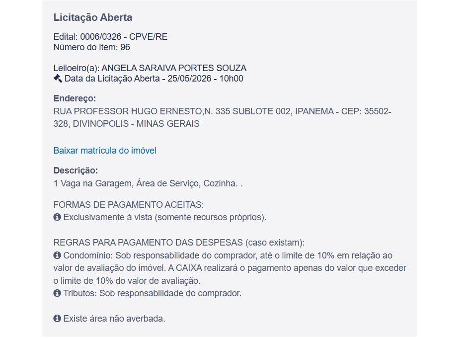 Imóvel em leilão