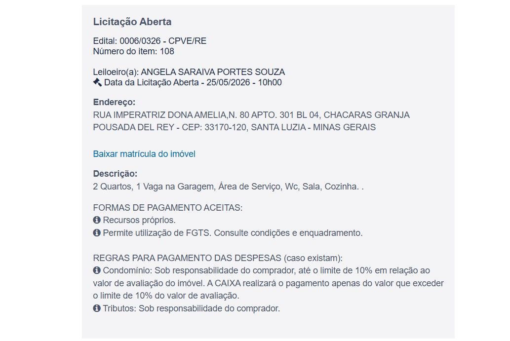 Imóvel em leilão