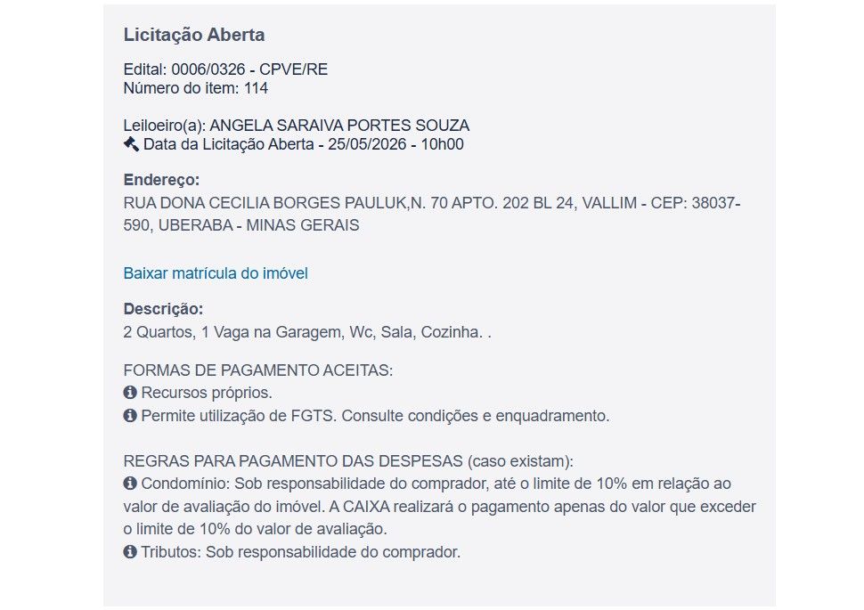 Imóvel em leilão