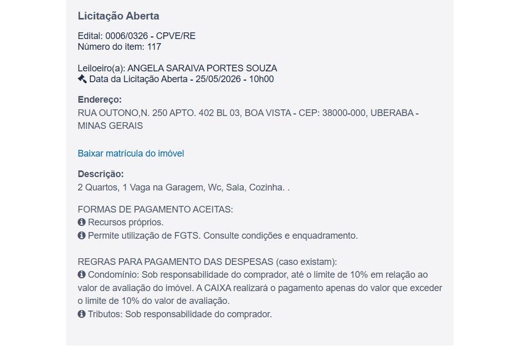 Imóvel em leilão