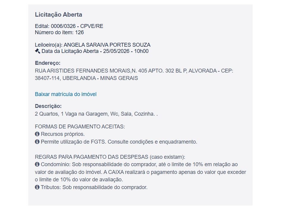 Imóvel em leilão