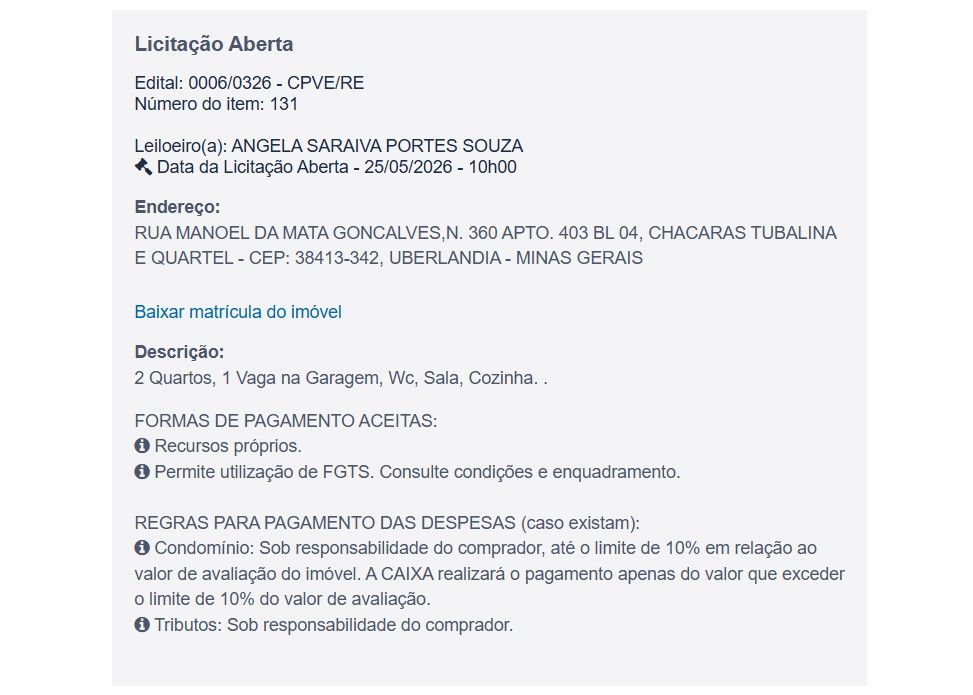 Imóvel em leilão