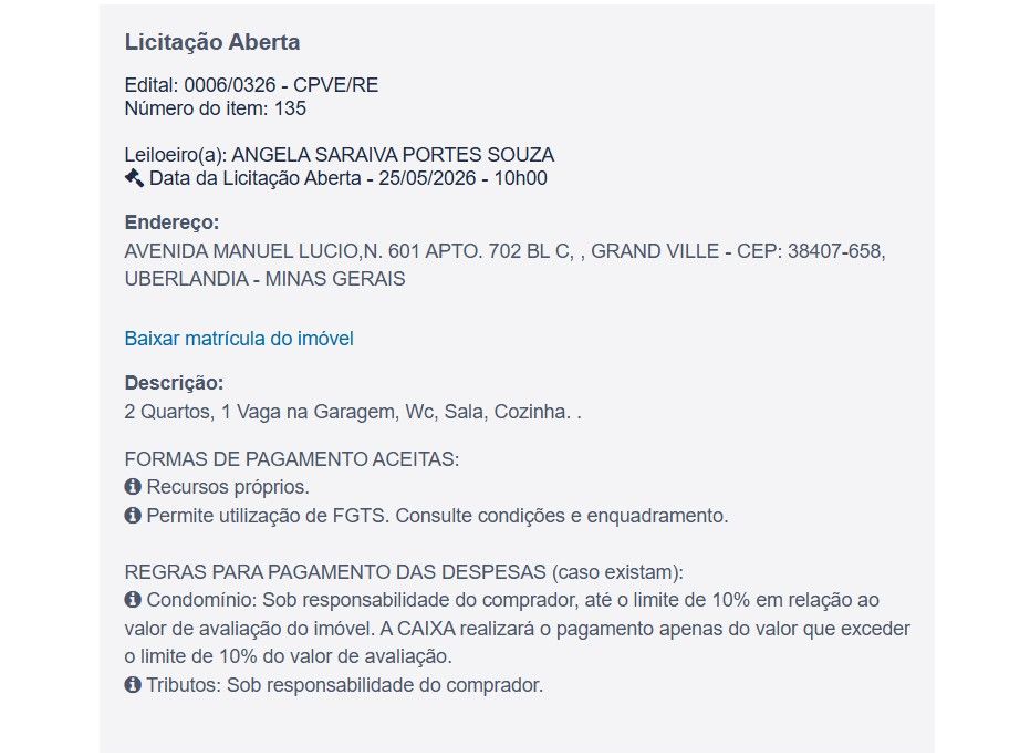 Imóvel em leilão
