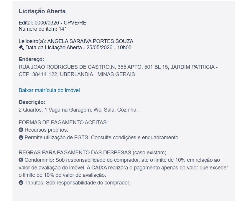 Imóvel em leilão