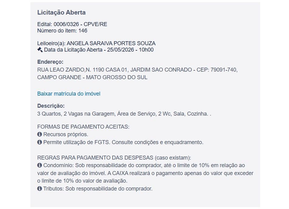 Imóvel em leilão