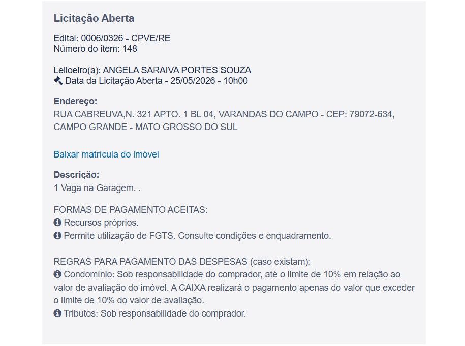 Imóvel em leilão