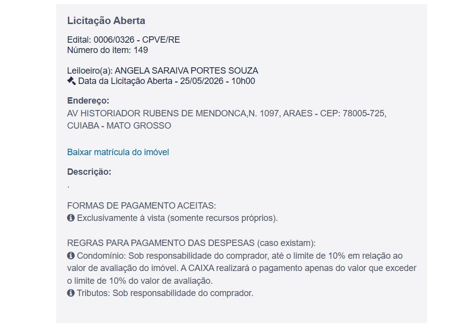 Imóvel em leilão
