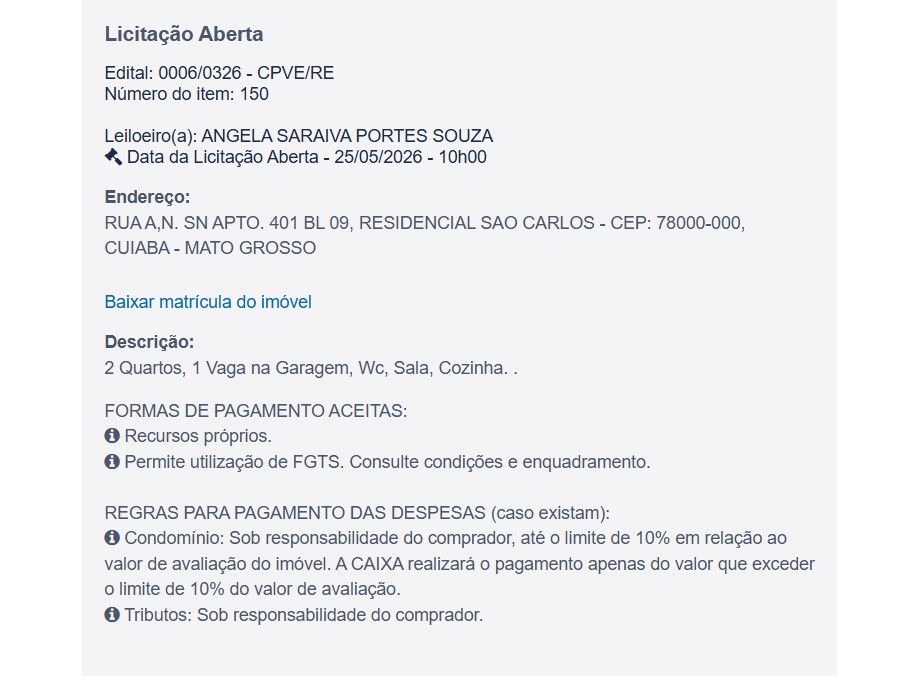 Imóvel em leilão