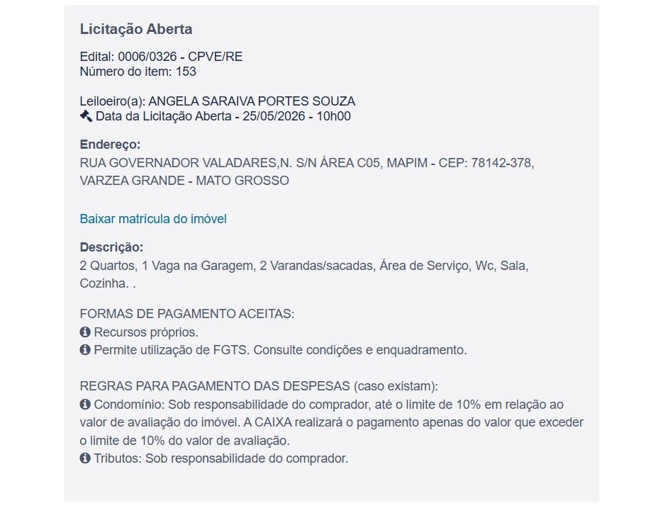 Imóvel em leilão