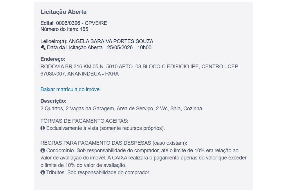 Imóvel em leilão