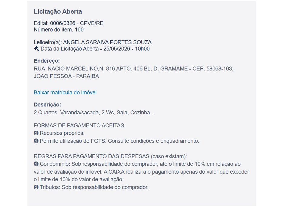 Imóvel em leilão