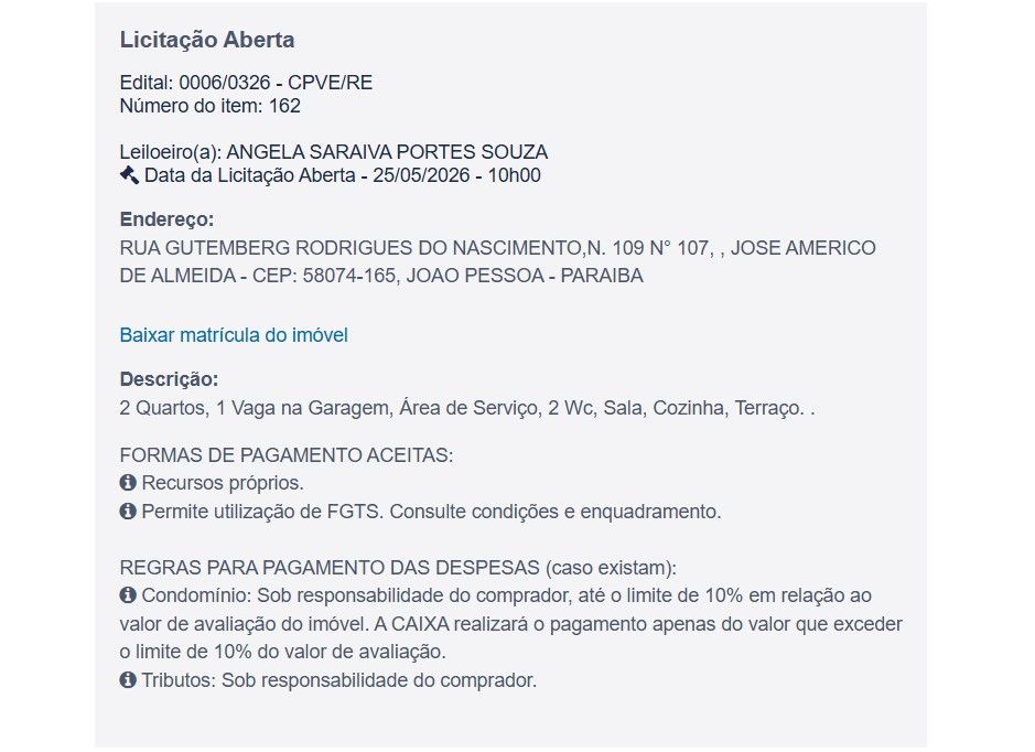 Imóvel em leilão