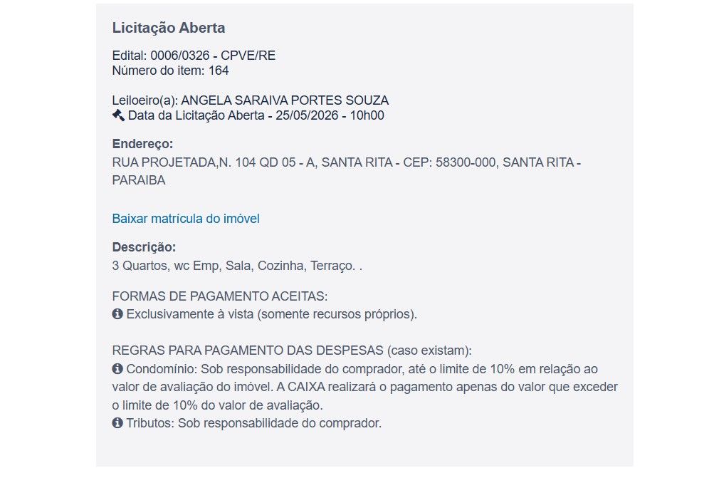 Imóvel em leilão