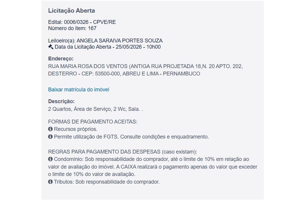Imóvel em leilão
