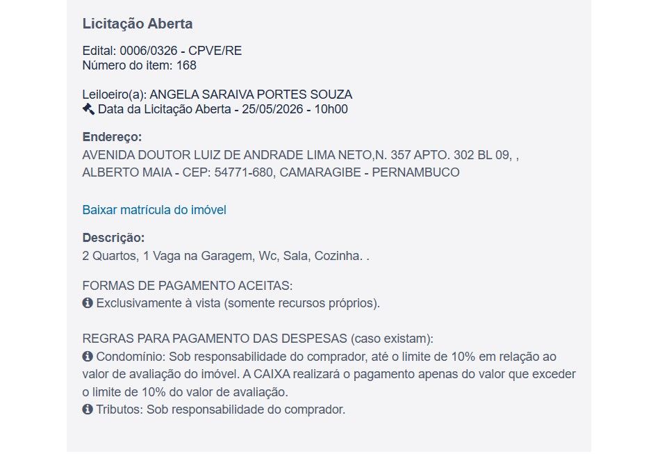 Imóvel em leilão