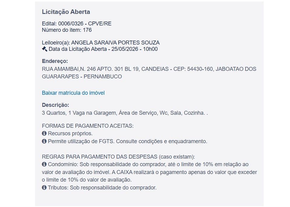 Imóvel em leilão