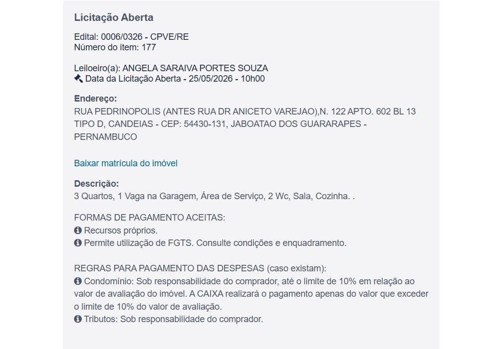 Imóvel em leilão