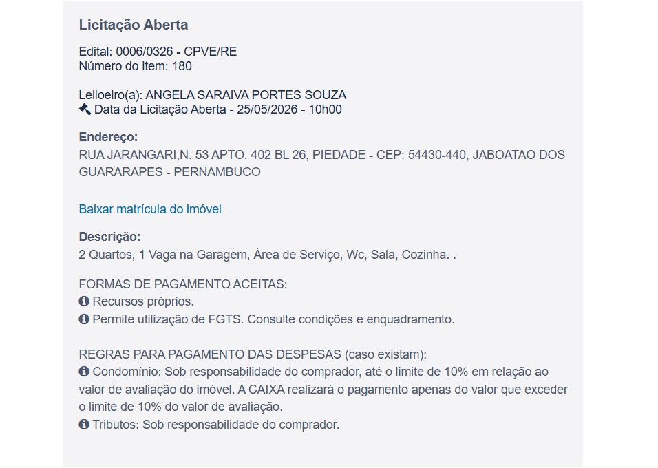 Imóvel em leilão